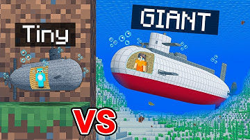 TINY vs GIANT: SUBMARINE HOUSE Build Challenge in Minecraft