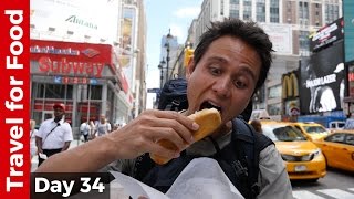 Hot Dog at Penn Station and Flying from NYC to Hong Kong on United Airlines (16 Hour Flight!)