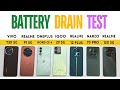 Battery test  vivo t3x vs realme p1 vs oneplus nord ce 4 vs iqoo z9 vs realme 12 vs narzo 70 pro