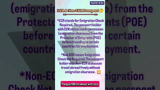 ECR & Non- ECR Passport🤳✈️ 🌍#shorts #youtubeshorts #trending #passport #music #shortsfeed #viral