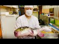 How Big the Pufferfish is! フグ一筋42年。巨大フグ捌きの職人技!!