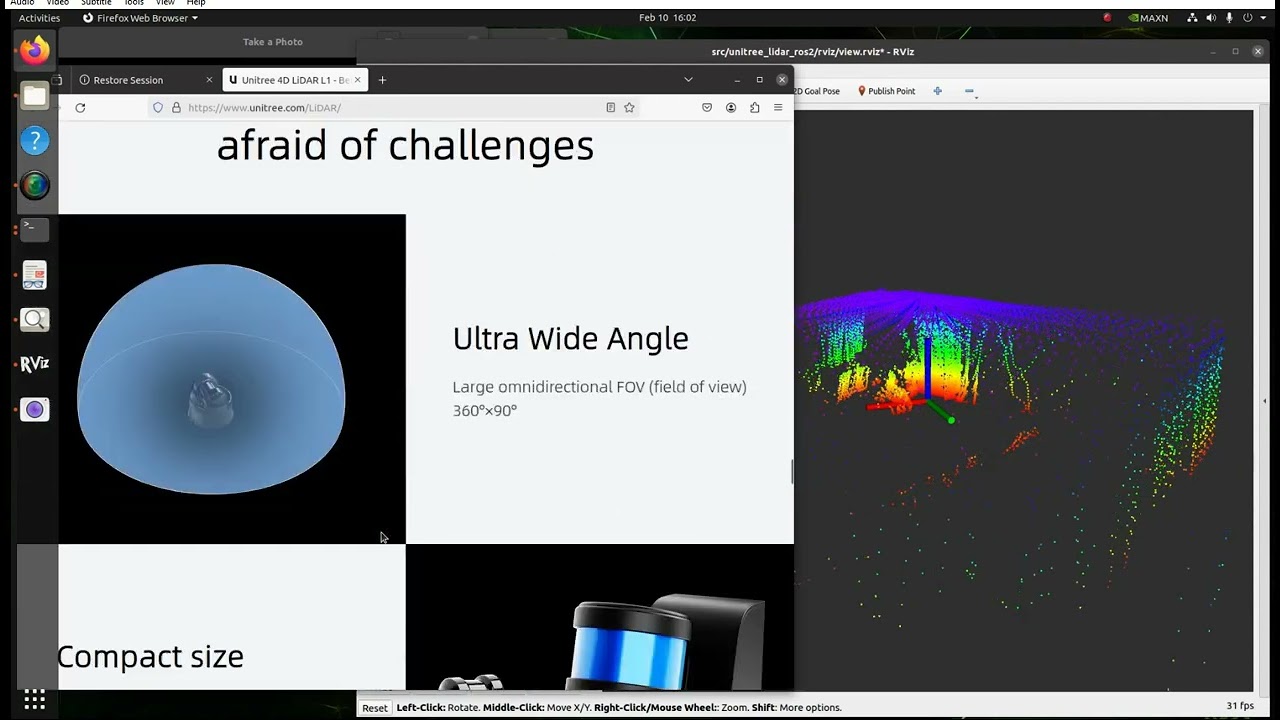 Unitree 4D LiDAR L1 running on Jetson AGX Orin - YouTube