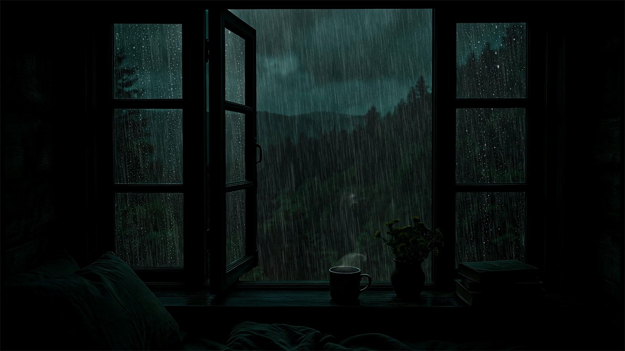 Rain and Thunder Sounds Outside the Window | Cozy Bedroom Ambience for Deep Sleep & Relaxation
