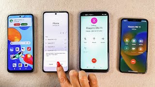 iPhone Xs vs Samsung  Z Flip 3 & Xiaomi RN11 vs Blackview A90  Incoming & Outgoing Calls in 4 phones