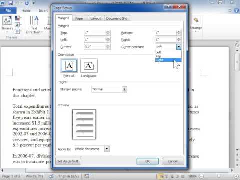 Set Gutter Margins for Bound Documents - Word 2010