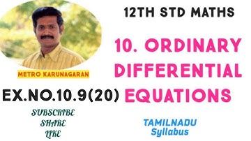 12th Std Maths Ex.10.9(20) The number of arbitrary constants in particular solution of a differentia