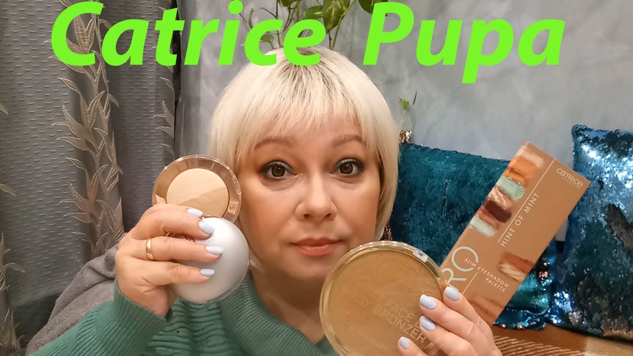 ЗЕЛЕНЫЙ МАКИЯЖ С ПАЛЕТКОЙ CATRICE HINT OF MINT / РУМЯНА  PUPA CORAL