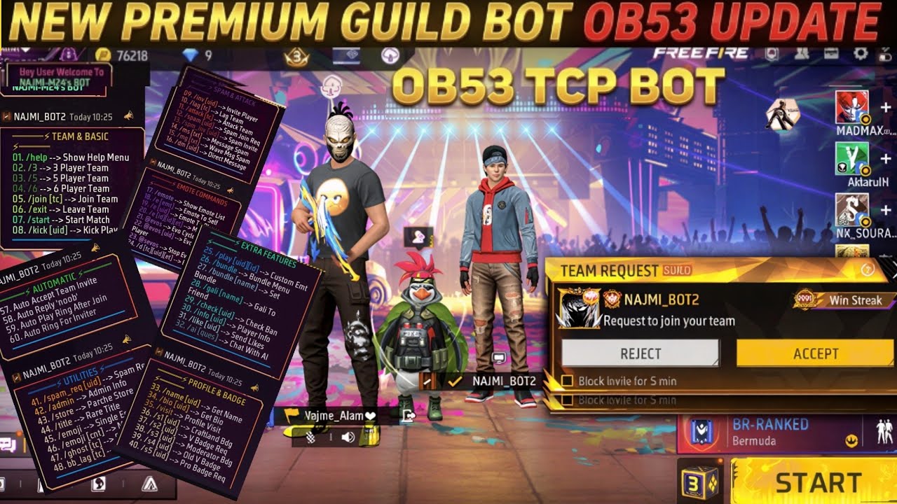 PREMIUM GUILD TCP BOT FREE 😱 | NEW GUILD TCP BOT OB51 😎 | FREE FIRE TCP BOT 😬 | EMOTE BOT🗿 |