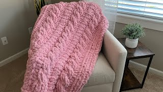 HAND KNIT A CHUNKY BLANKET RIB CABLES