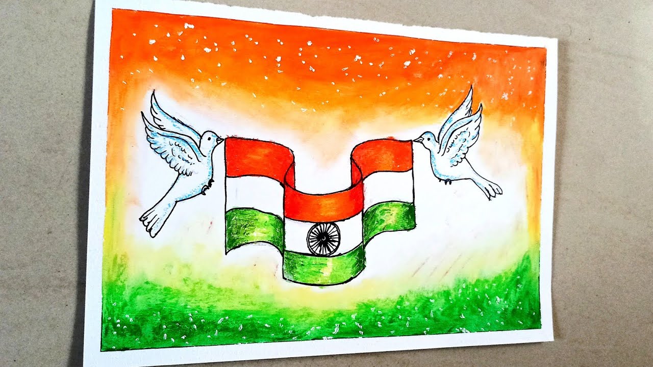 15 august drawing indian flag scenery drawing on independence day
