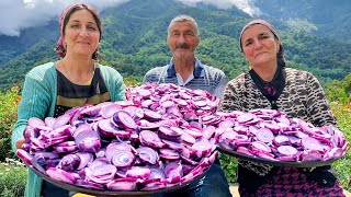 Cooking Rural Food from Fresh Harvest with Onions  Village Idyll