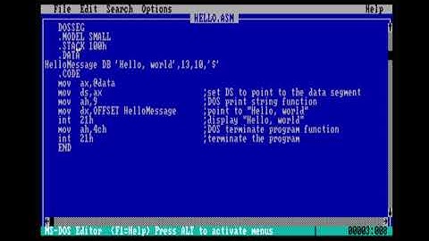 8086/8088 Assembly Language: A "Hello, World" program