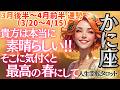 【♋蟹座さん💖2026年3月後半～4月前半運勢】〈吉兆の星 木星を味方につけて、自信を持って突き進もう😊自分がどれ程恵まれているかを感じて感謝を🙏〉 人生幸転タロット 占い ふたご座 太陽星座・月星座