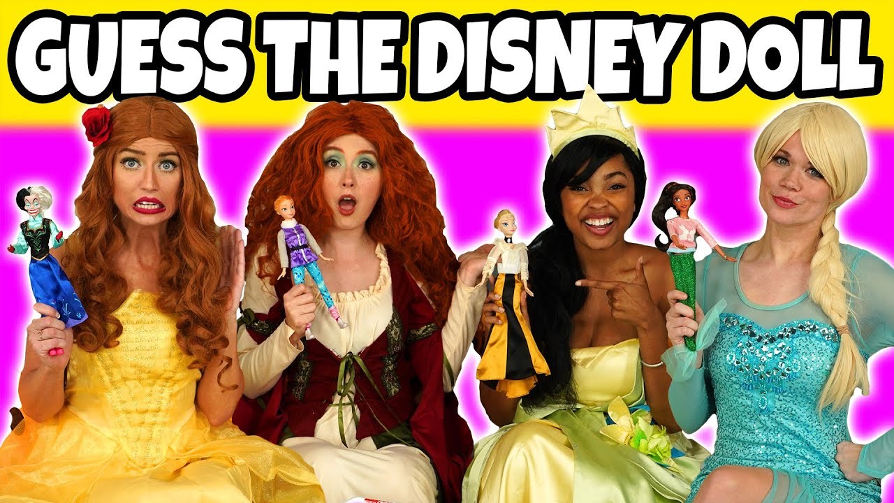 beauty and the beast movie in english FROZEN ELSA, TIANA, MERIDA AND BELLE PLAY GUESS THE DISNEY DOLL CHALLENGE (Totally TV Dress Up)