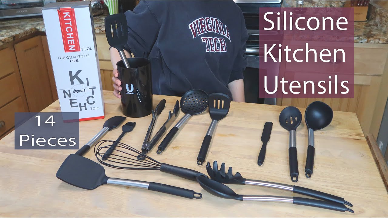 Silicone Cooking Utensil Set 🌞Uarter Kitchen Set w/Stainless Steel 👈