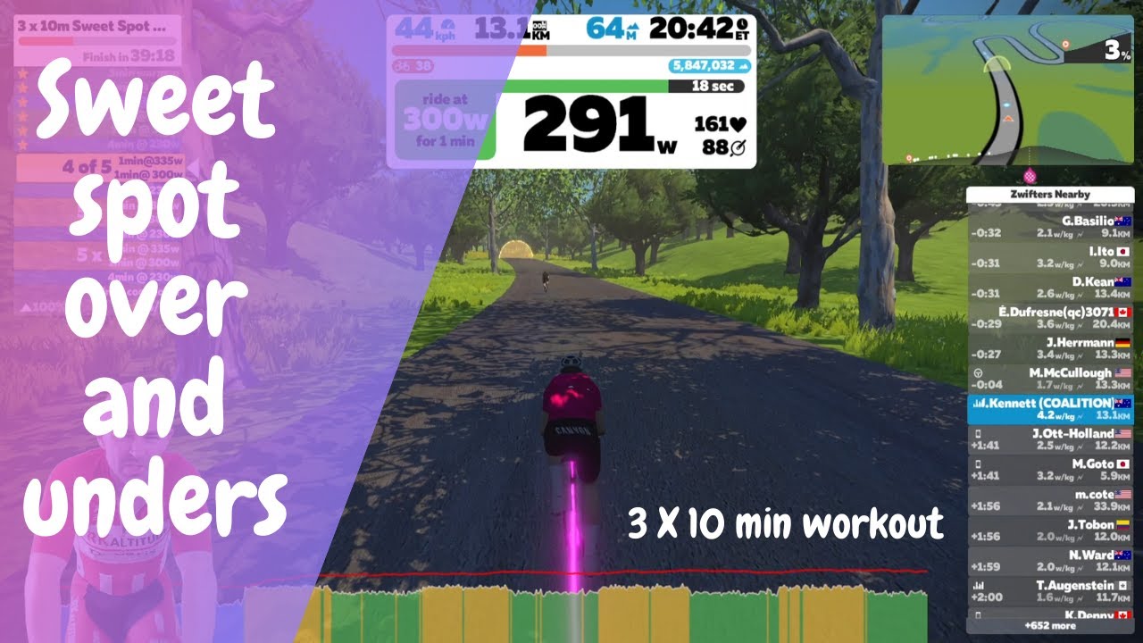 Zwift Workout - 3 X 10 min Sweet Spot Over Unders - YouTube