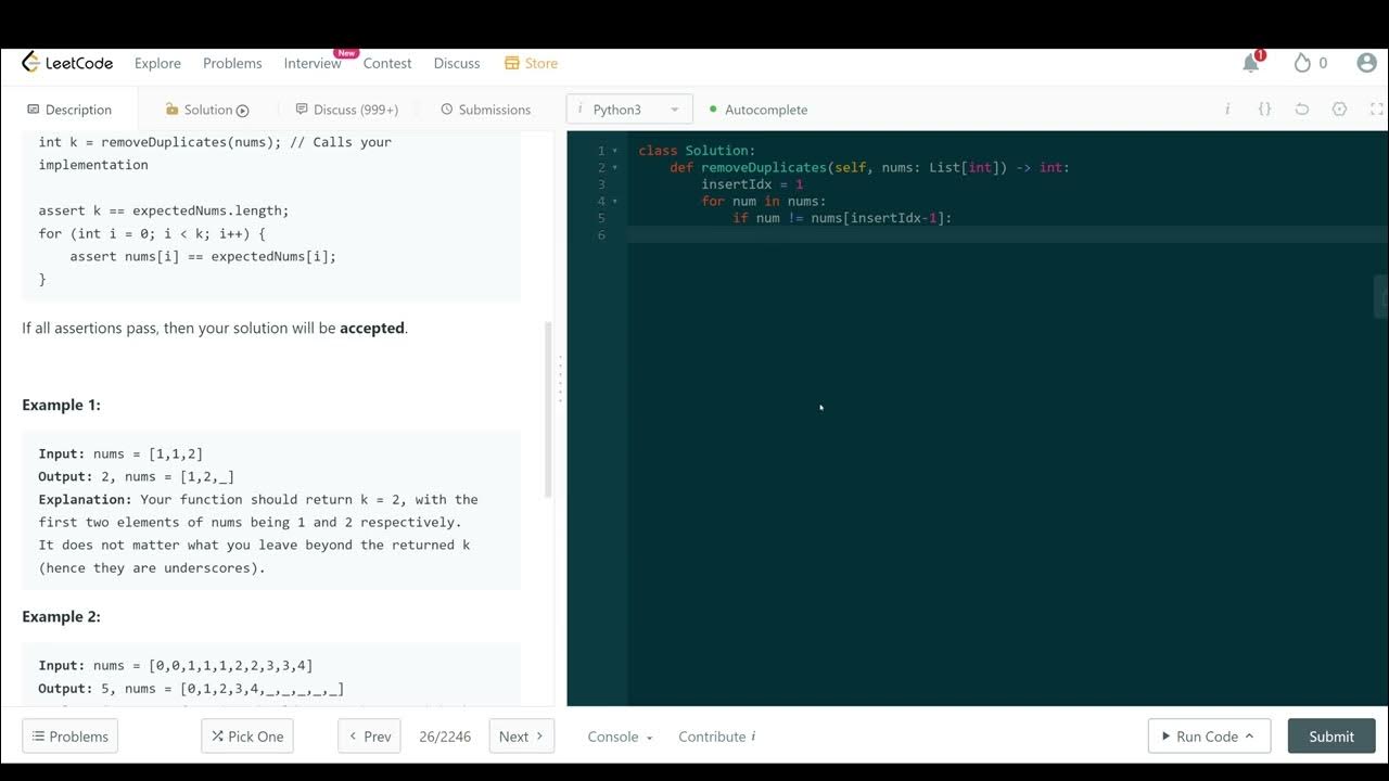 26. Remove Duplicates From Sorted Array
