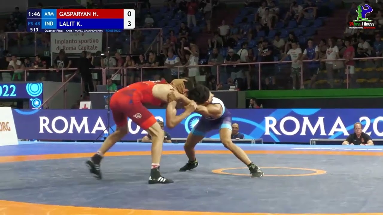 QF FS 48KG |GASPARYAN H. (ARM) VS LALIT K. (IND) | CADET WORLD WRESTLING CHAMPIONSHIP ROMA 2022|