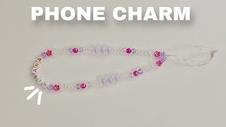 How to make a phone charm with beads 🫧🩷 a tutorial ep2 , super easy to make