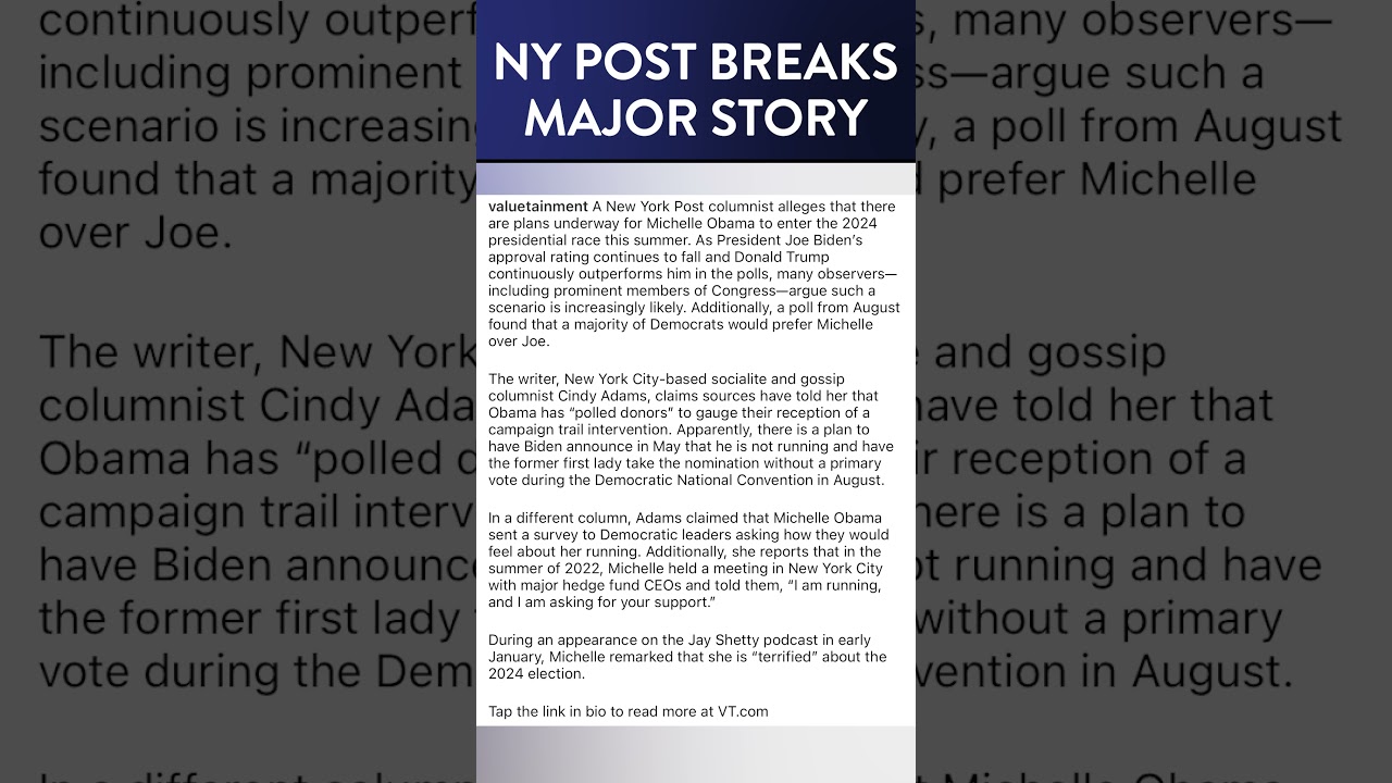 NY Post Breaks Shocking Story of Michelle Obama’s Plan to Take Biden’s Place in 2024