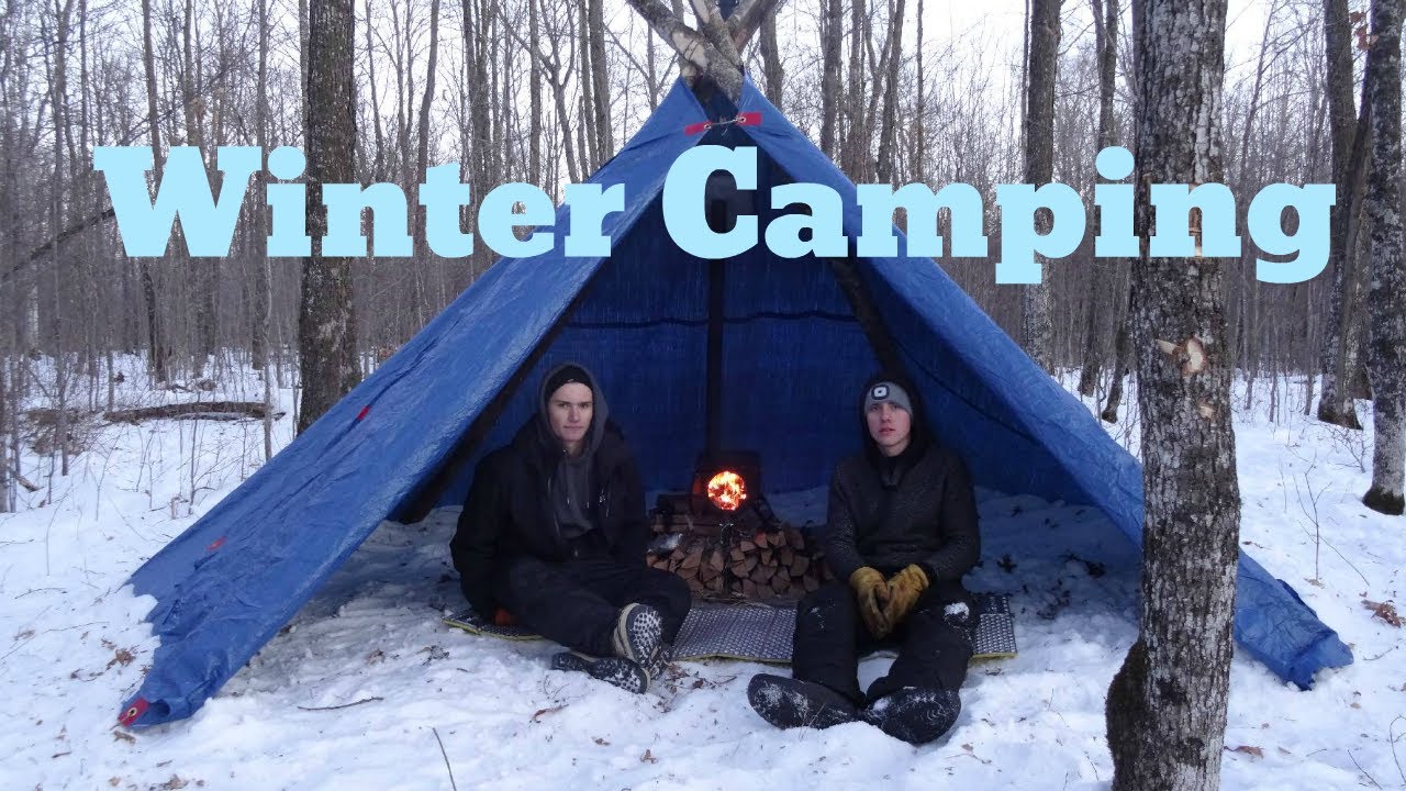 Winter Camping in a Canvas Tent with a Girl and a Woodstove- YouTube