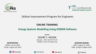 IEEE PES YP :Skill Development Training Workshop- Energy Systems Modelling Using HOMER Software screenshot 3