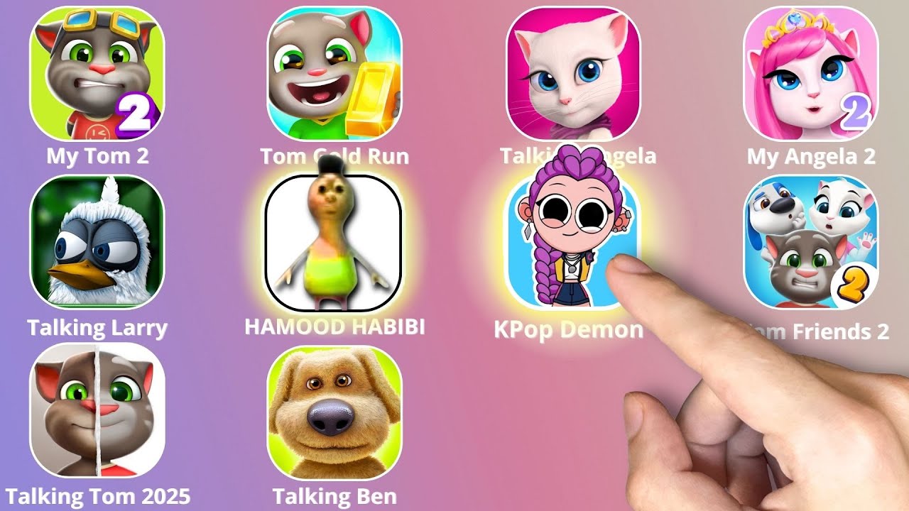 Talking Ben,KPop Demon Hunters,Roblox,My Talking Tom,HAMOOD HABIBI,Sprunki Incredibox,Talking Angela