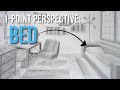 How to draw a bed in 1point perspective