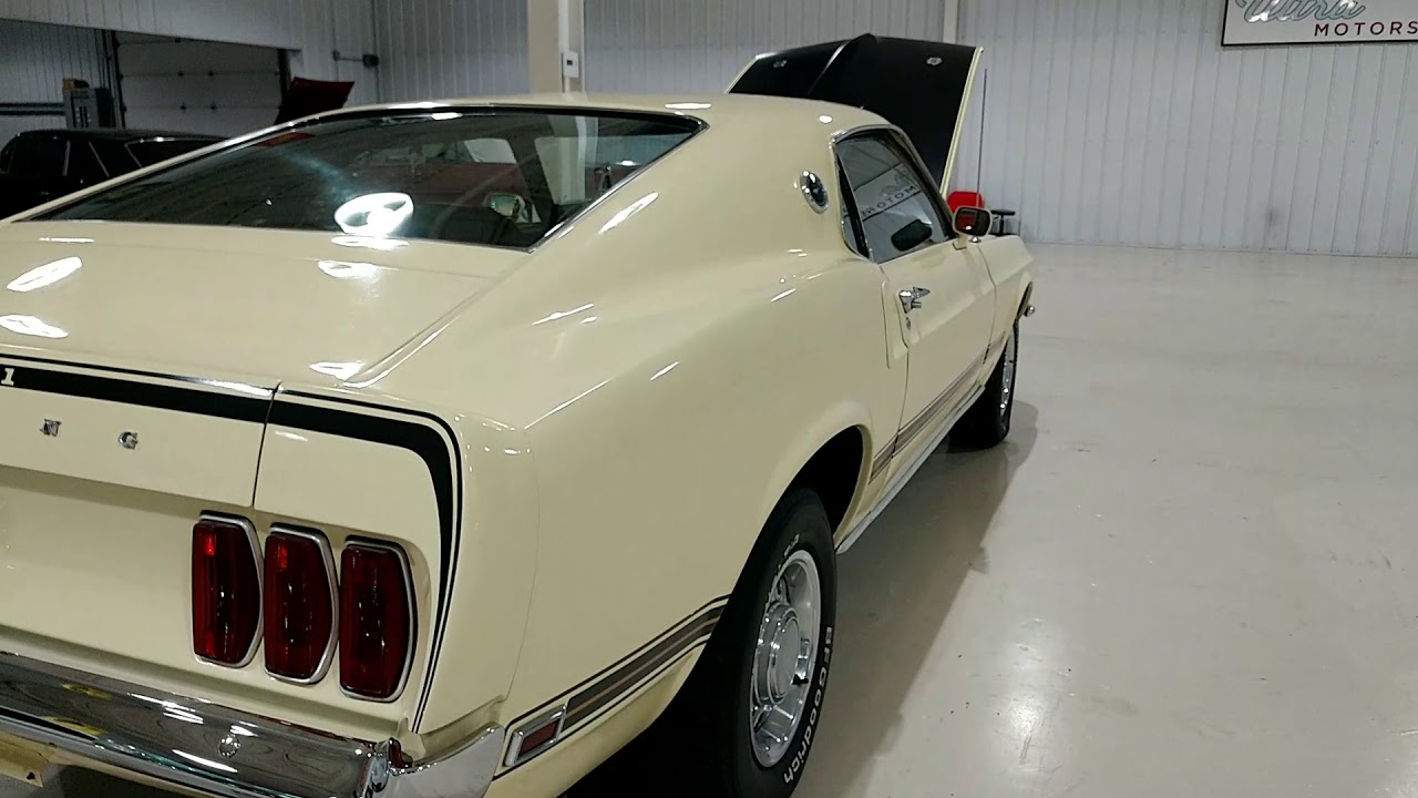1969 Ford Mustang Mach 1 Meadowlark Yellow video walk around YouTube