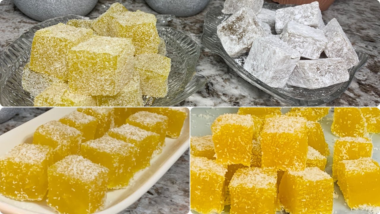 La vrais recette du lokum Türk//DZ//حلقومة الحامض و البرتقال الوصفة الصحيحة  بدون جلاتين و لا بكتين