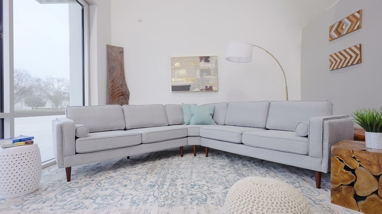 Fordham light grey fabric corner sofa YouTube