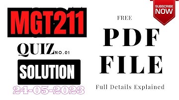 MGT211 Quiz 1 2023 solution || MGT 211 quiz 1 Spring 2023 || Today quiz PDF file by Attiq Kundi