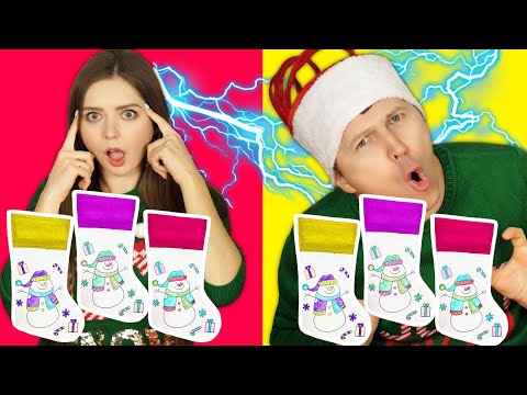 ТЕЛЕПАТИЯ новогодние носки ЧЕЛЛЕНДЖ! УГАДАЙ если сможешь! TWIN TELEPATHY CHALLENGE 🐞 Эльфинка