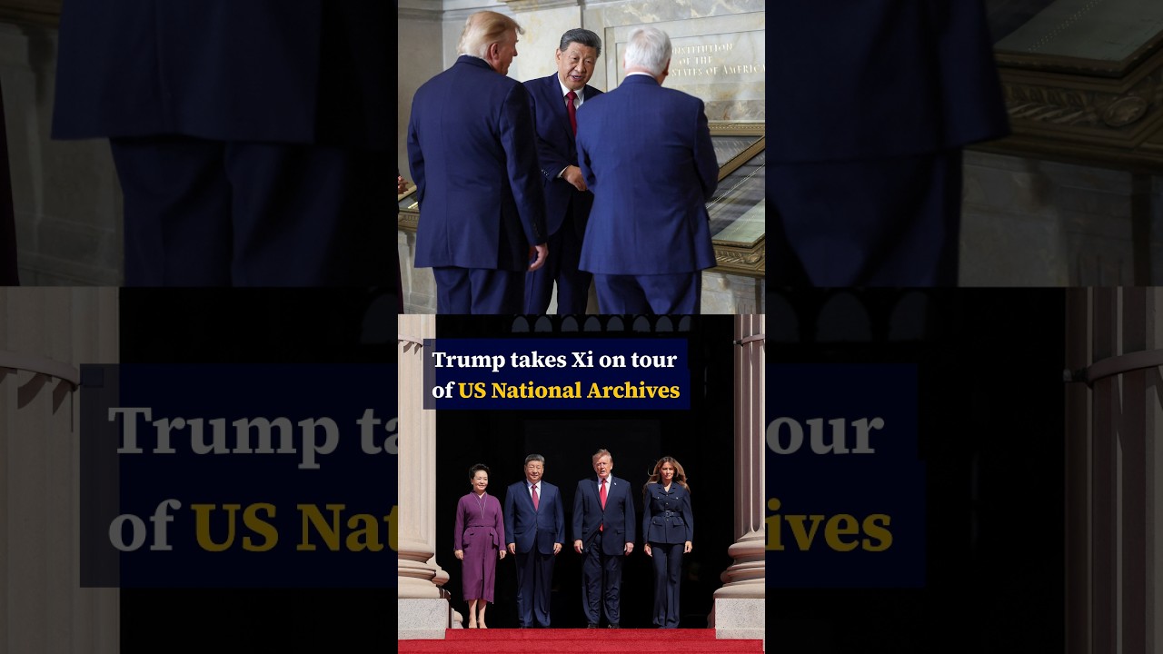 Trump takes Xi on tour of National Archives as part of US state visit
