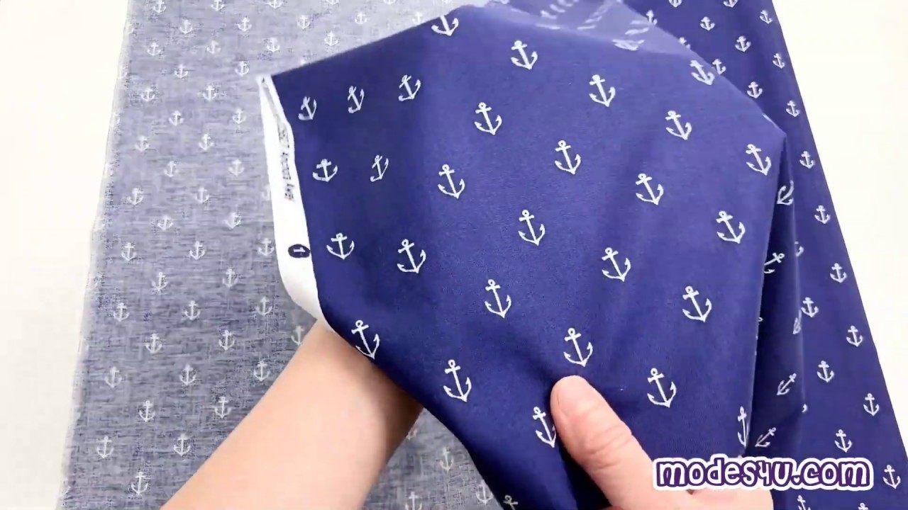 Remnant (36 x 112 cm) - navy blue maritime anchor fabric - modeS4u