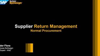 Normal Procure, Supplier Return Management in SAP Business ByDesign