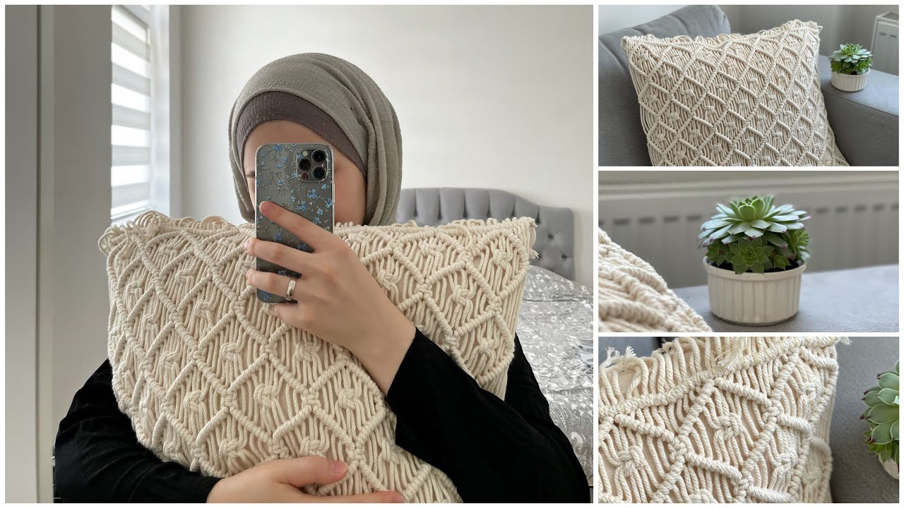 Macrame pillow cover | DİY | Makrome yastık kılıfı | 50x50 | 🧶 #macrame