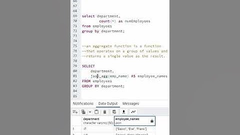 #15 JSON_AGG is a PostgreSQL function that aggregates values as a JSON array.  #shorts