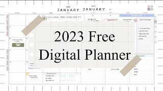 (Eng) FREE IPAD 2023/2024 digital planner💙Hyperlinked undated planner / Goodnotes planner  굿노트