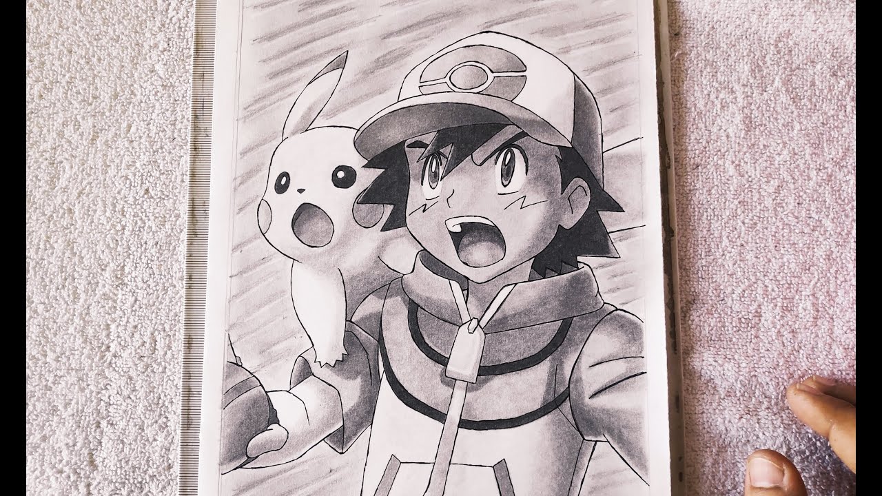 It took me 2 weeks to finish this Ash art. Hope you like it! : r/pokemon