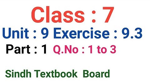 #Maths Maths | Class : 7 | Unit No : 9 | Exercise : 9.3 | Part - 1 | Q.No : 1 to 3 | STBB|