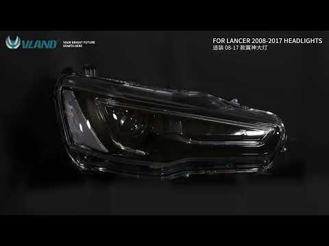 Передние LED фары Mitsubishi Lancer X 2007–2017 (Lancer 10) линзованные тюнинг оптика комплект, видео 1