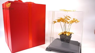 Chậu Hoa Lan Dát Vàng 24K- 6 cành