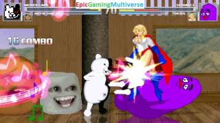 Power Girl And Grimace VS Monokuma The Evil Teddy Bear & Annoying Orange In A MUGEN Match / Battle