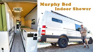 Live simply in this spacious campervan with an indoor shower and murphy bed!