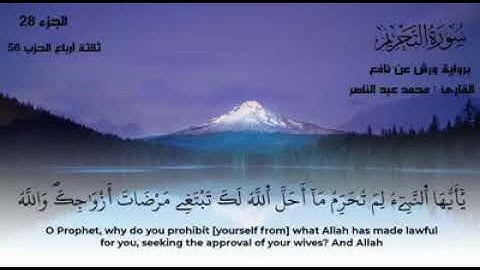 سورة التحريم برواية ورش عن نافع القارئ محمد عبد الناصر