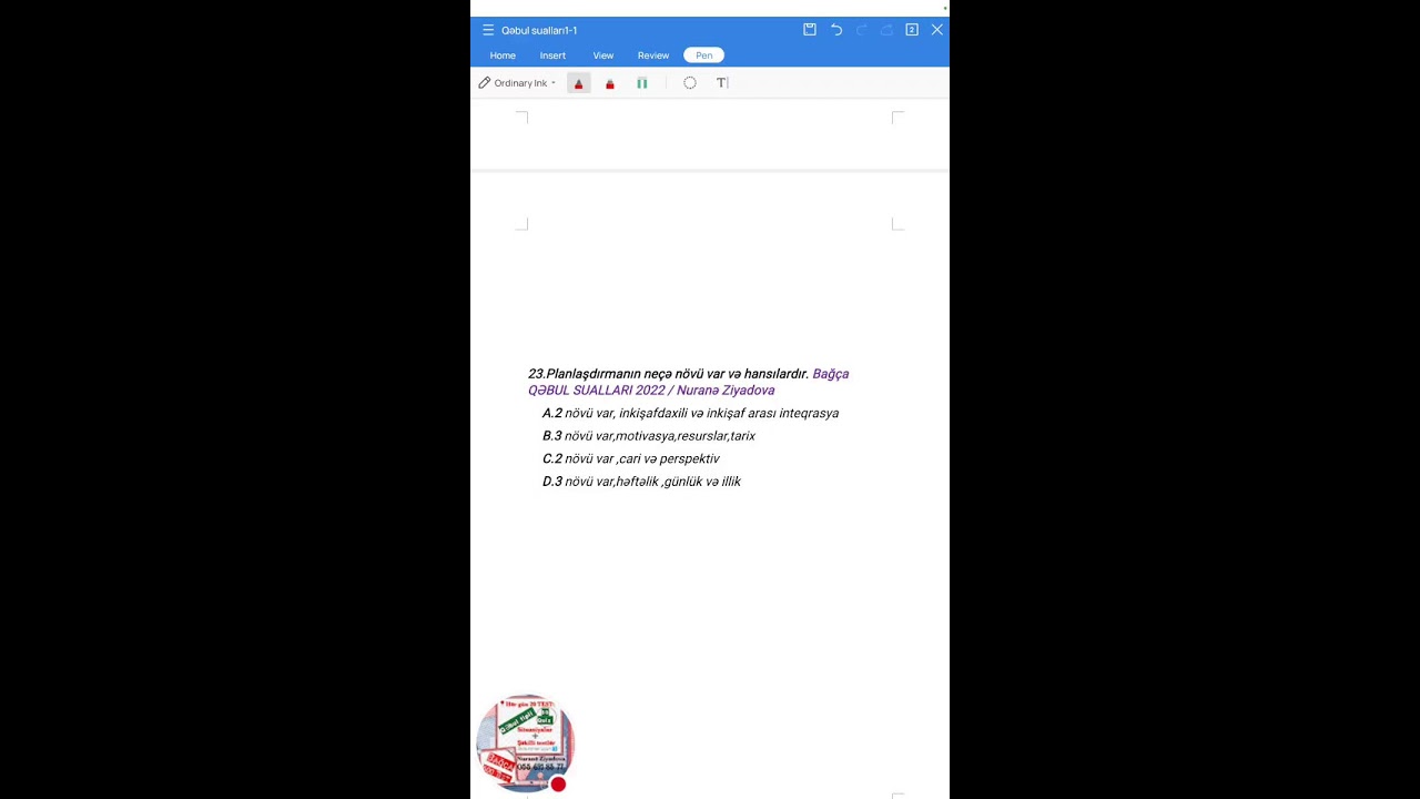 BAĞÇA MİQ Qəbul sualları 2022 II hissə. Məktəbəqədər MİQ Sertifikasiya hazırlığı / Nuranə Ziyadova