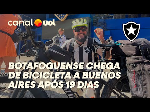 TORCEDOR DO BOTAFOGO CHEGA DE BICICLETA A BUENOS AIRES APÓS SAIR DO BRASIL DE BICICLETA