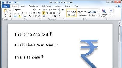 India Rupee Symbol in Microsoft Word - (symbol: ₹ code: INR)