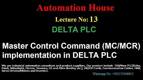 Master Control Command In DELTA PLC